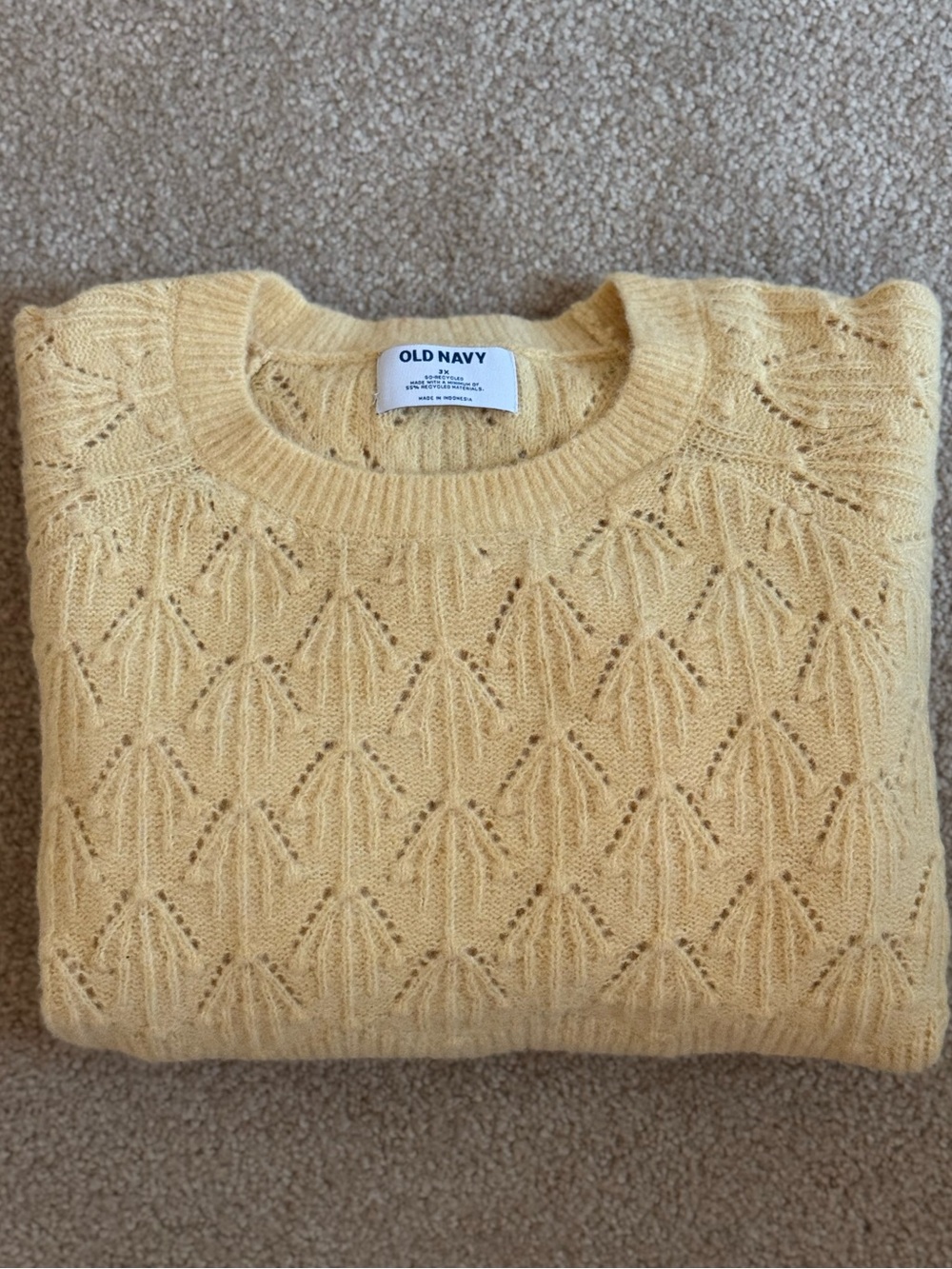 Old Navy Butter Yellow Pointelle Knit Sweater | cottagecore | 3x